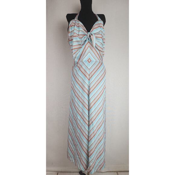Unique Vintage Jumpsuit Womens 3X Striped beachy Wide leg funky cropped Summer - Picture 1 of 13